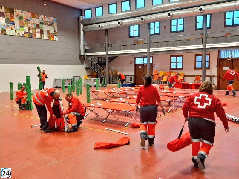 La Cruz Roja retira albergues temporales en Tauste y Luceni tras crecida del río Ebro.