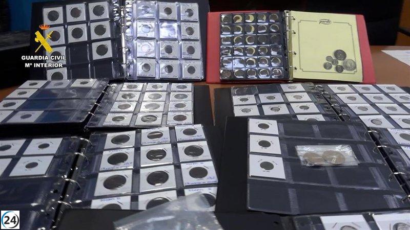 La Guardia Civil halla 600 monedas antiguas en Tarazona.