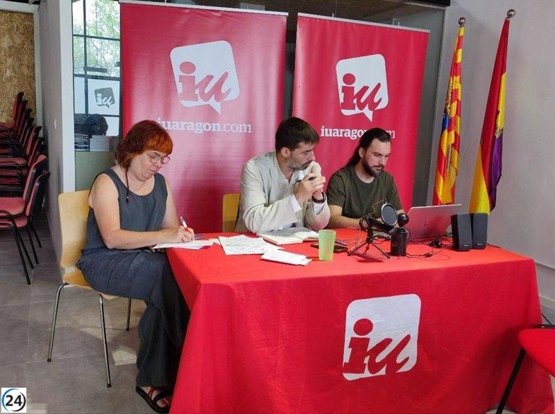 IU convoca a movilizarse contra la agenda ideológica y recortes sociales del Gobierno de Aragón
