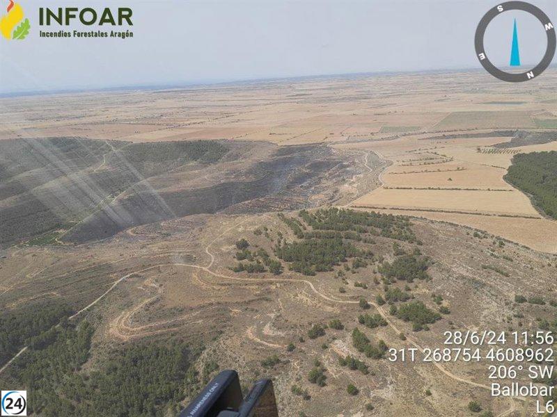 Exitoso control de incendio en Velilla de Cinca que destruyó 20 hectáreas de bosque.