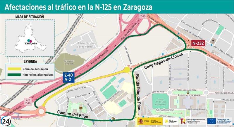 Cortes de tráfico en Miralbueno por obras en la carretera del Aeropuerto a partir de mañana