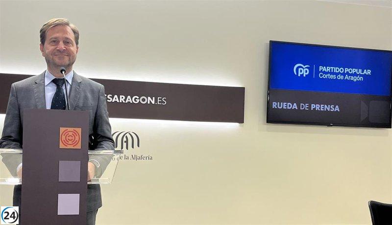 Ledesma (PP) acusa al PSOE de rechazar un pacto justo para la financiación de Aragón.