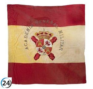 La Real Fábrica de Tapices recupera la bandera histórica de la Academia General Militar de Zaragoza.