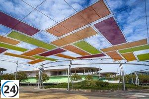 El Ayuntamiento crea una nueva área sombreada de 400 m² en el recinto Expo gracias a fondos de la UE.