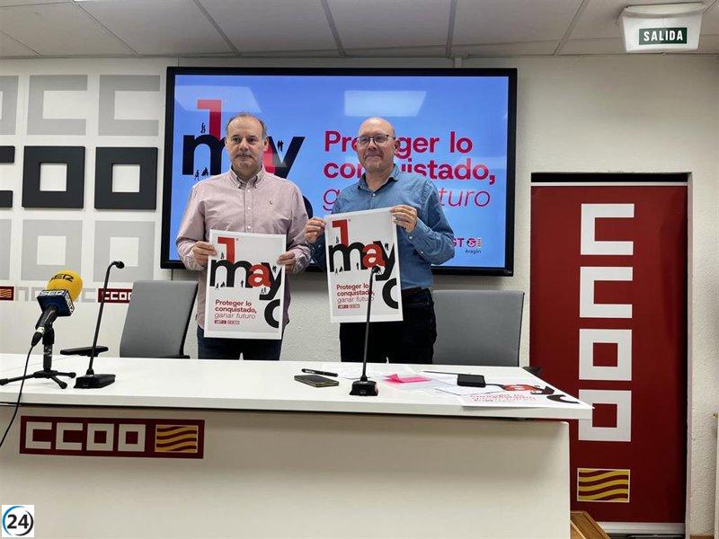 Sindicatos aragoneses demandan unidad política en defensa del modelo social europeo este 1 de Mayo.