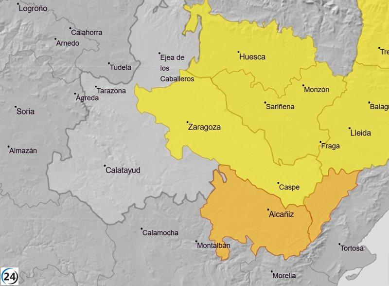 Alerta naranja por severas tormentas en el Bajo Aragón.