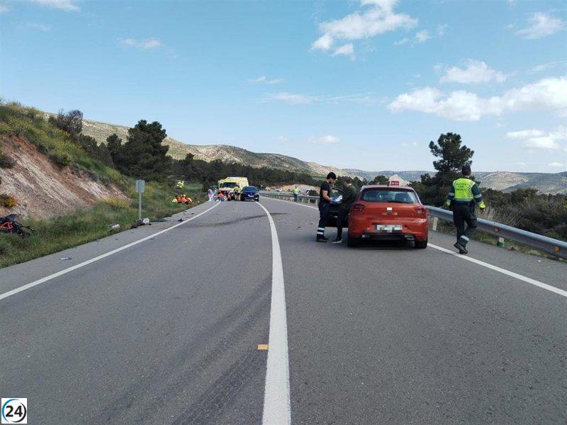 Motorista fallece en Gargallo tras colisión con coche cuyo conductor tenía cocaína en su sistema.