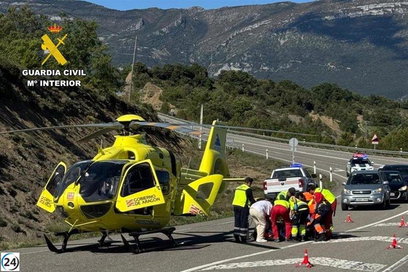 Mujer gravemente herida en choque vehicular en Tierrantona, Huesca.
