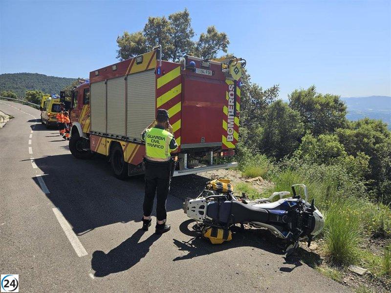 Fallece motociclista belga al precipitarse en un barranco en Graus, Huesca.