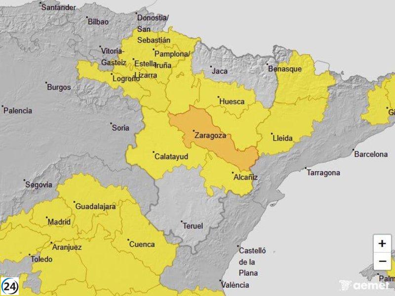 Alerta naranja en Ribera del Ebro por calor extremo este domingo.