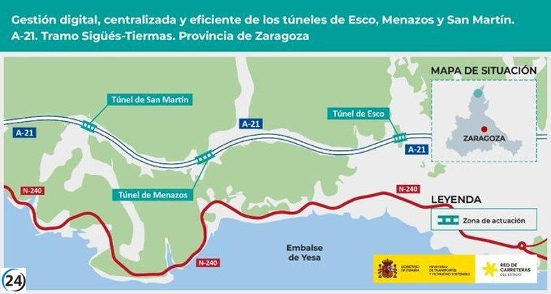 El gobierno destina 6,9 millones a la digitalización de tres túneles en la A-21 entre Sigüés y Tiermas.