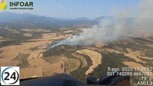 Incendio en un encinar cerca de Bierge y Abiego, Huesca.