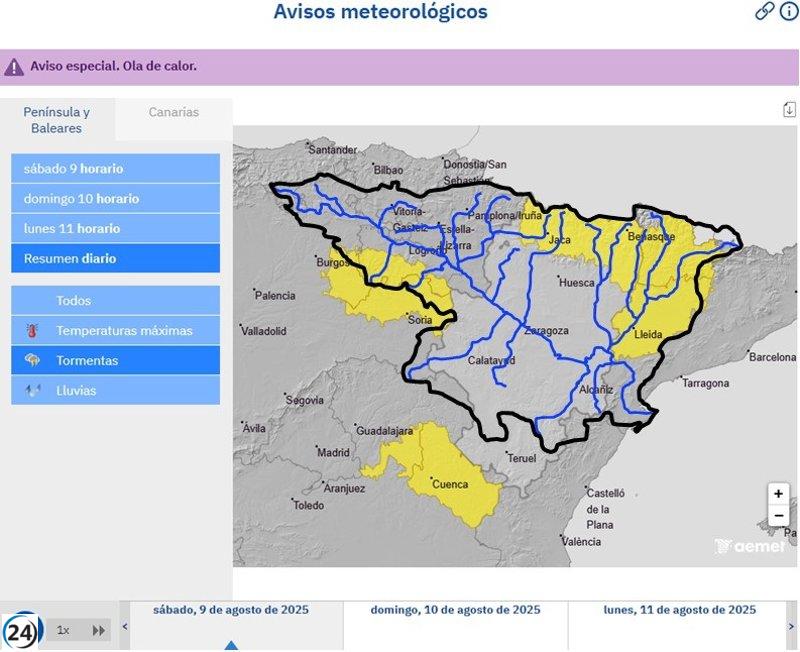 La CHE alerta sobre riesgos de inundaciones repentinas en varias provincias del norte de España.