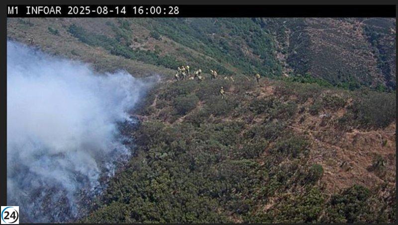 Helicóptero de Ejea regresa tras combatir incendio en Barniedo de la Reina.