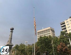 Banderas en Aragón a media asta por el fallecimiento de Lambán.