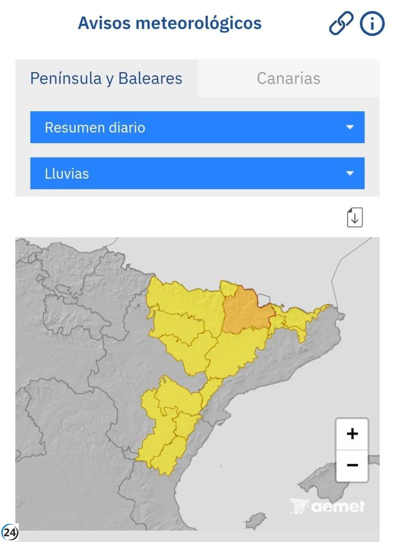 La CHE alerta sobre riesgo de inundaciones en ríos pequeños de Aragón, Castellón, Lleida y Tarragona.