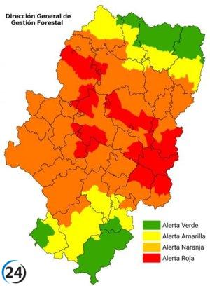 Alerta roja por incendios en el Valle del Ebro y zonas adyacentes.