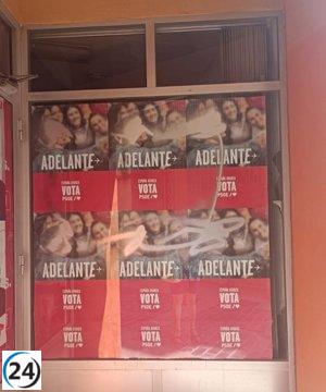 Vandalismo en la sede del PSOE en Calanda: pintadas ofensivas contra Pedro Sánchez.