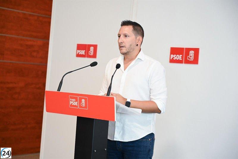 PSOE en Aragón acusa a Azcón de tener diputados que respaldan un genocidio.
