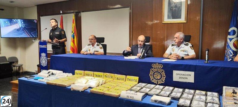 Desarticulación del narcotráfico: el mayor decomiso de cocaína en Aragón, 95 kilos tasados en casi 3 millones de euros.