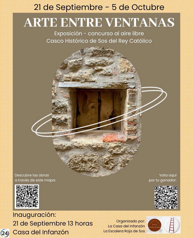Este domingo 21, Sos del Rey Católico acoge la muestra al aire libre 'Arte entre ventanas'.