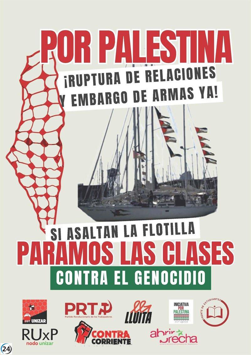 Estudiantes de Unizar amenazan con interrumpir clases ante posibles ataques a la Global Summud Flotilla.