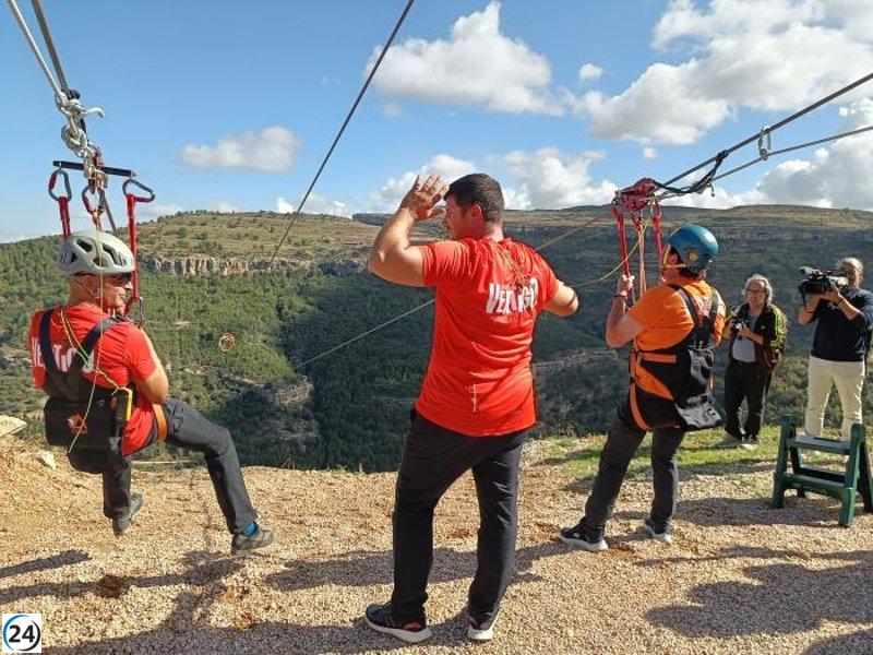 Se inaugura la tirolina de Cantavieja, un hito transformador para el Maestrazgo.