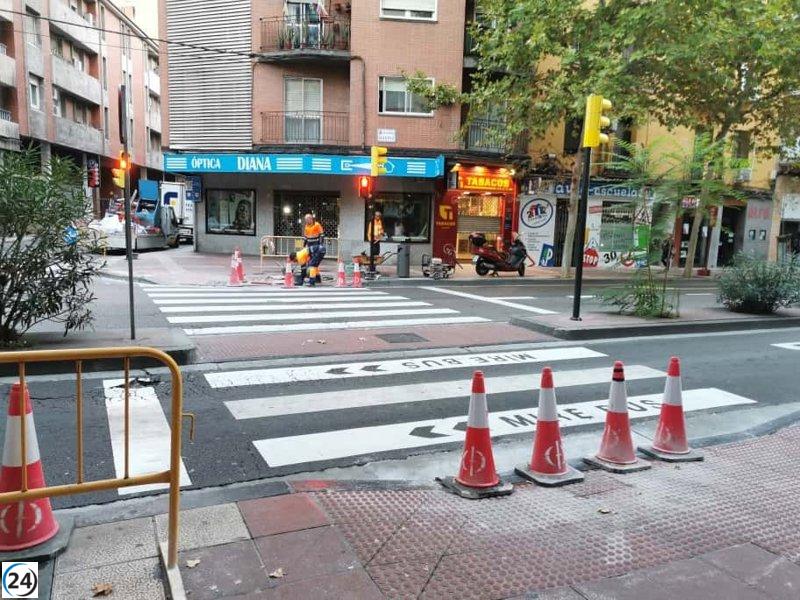 Se inician los trabajos para colocar luces en 15 cruces peatonales de la Avenida de Madrid.