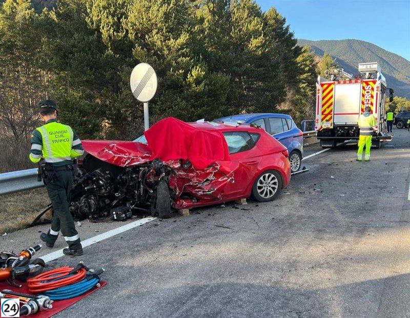 Tragedia en la N-260a: un fallecido y varios heridos tras choque múltiple en Biescas.