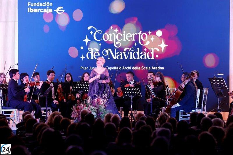 La soprano Pilar Jurado brilla en el concierto navideño de la Fundación Ibercaja junto a Capella d'Archi della Scala Aretina.