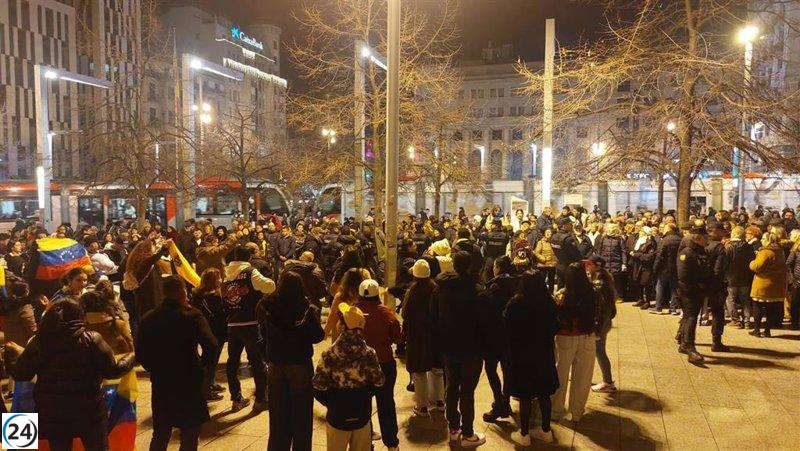 Conflicto en Zaragoza por celebración venezolana y manifestación antiestadounidense.