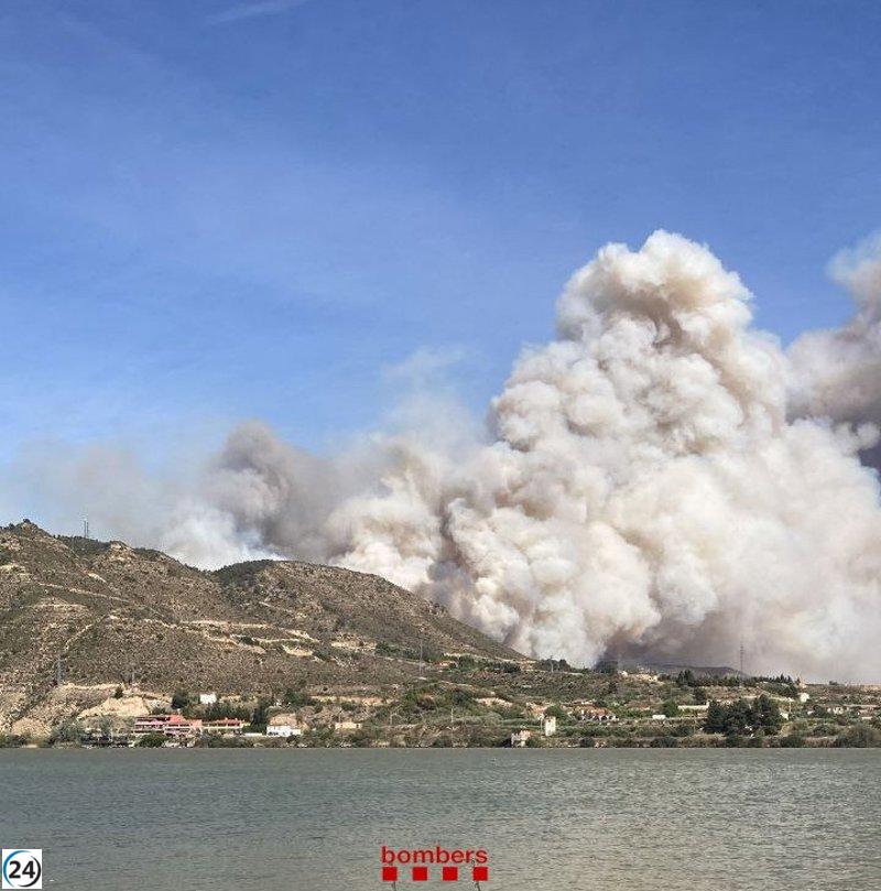 Contenido del incendio forestal en la zona fronteriza de Lleida y Zaragoza bajo control.