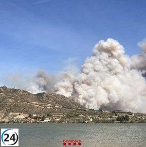 Contenido del incendio forestal en la zona fronteriza de Lleida y Zaragoza bajo control.