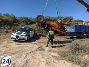 Encuentran cadáver en coche accidentado en Caspe.