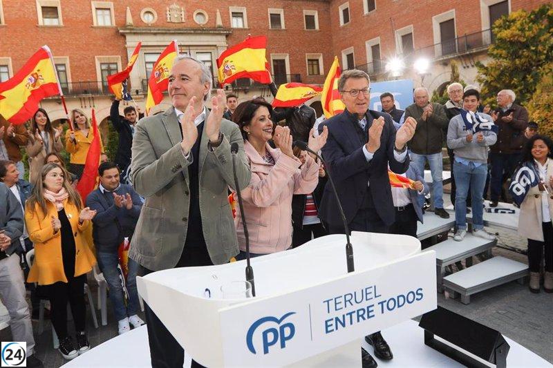 Feijoó solicita discriminación positiva para Teruel y destaca la importancia de Aragón para el PP.