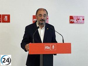 Lambán lamenta falta de apoyo de ejecutivas provinciales del PSOE en listas de Teruel y Zaragoza.