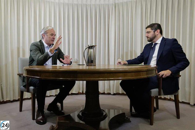 Negociaciones entre Azcón (PP) y Nolasco (VOX) sobre la Mesa de las Cortes y la investidura.