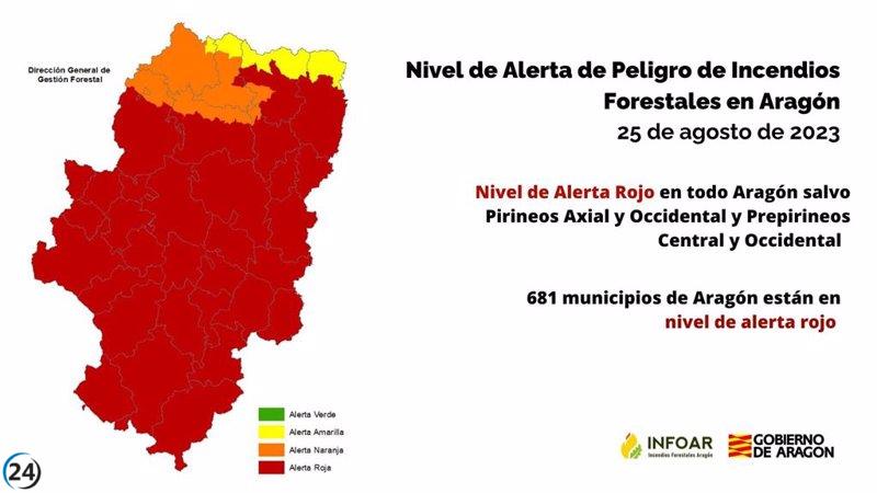 Provincias aragonesas en Alerta Roja por amenaza de incendios forestales