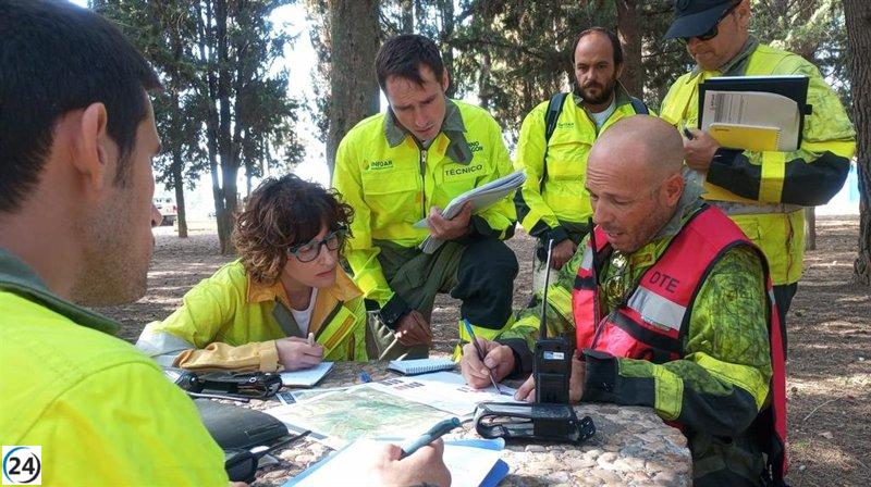 INFOAR entrena coordinación de mando en simulacro de incendio forestal en Huesca.